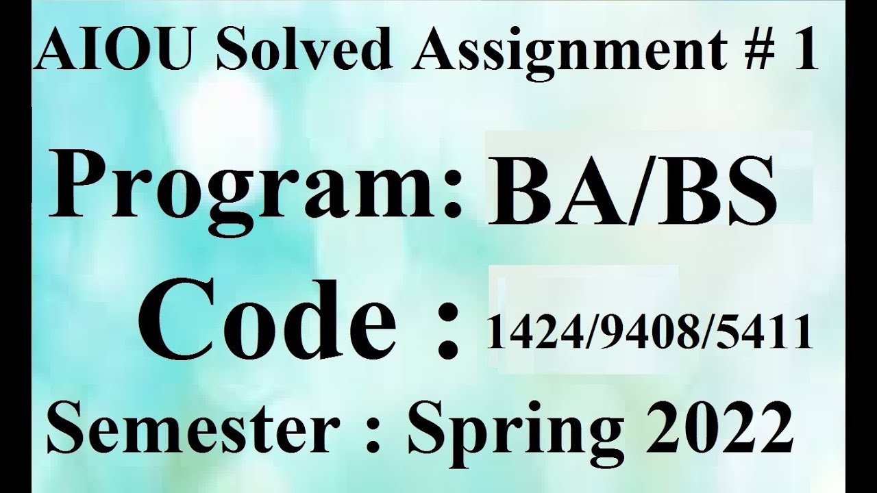 aiou assignment 1424 spring 2022