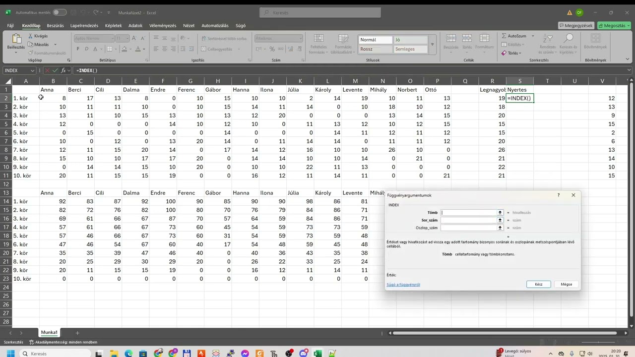 Érettségi - 2024 október - Licitálás (Excel)