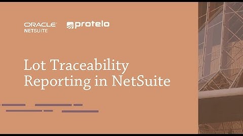 Lot Traceability Reporting in NetSuite