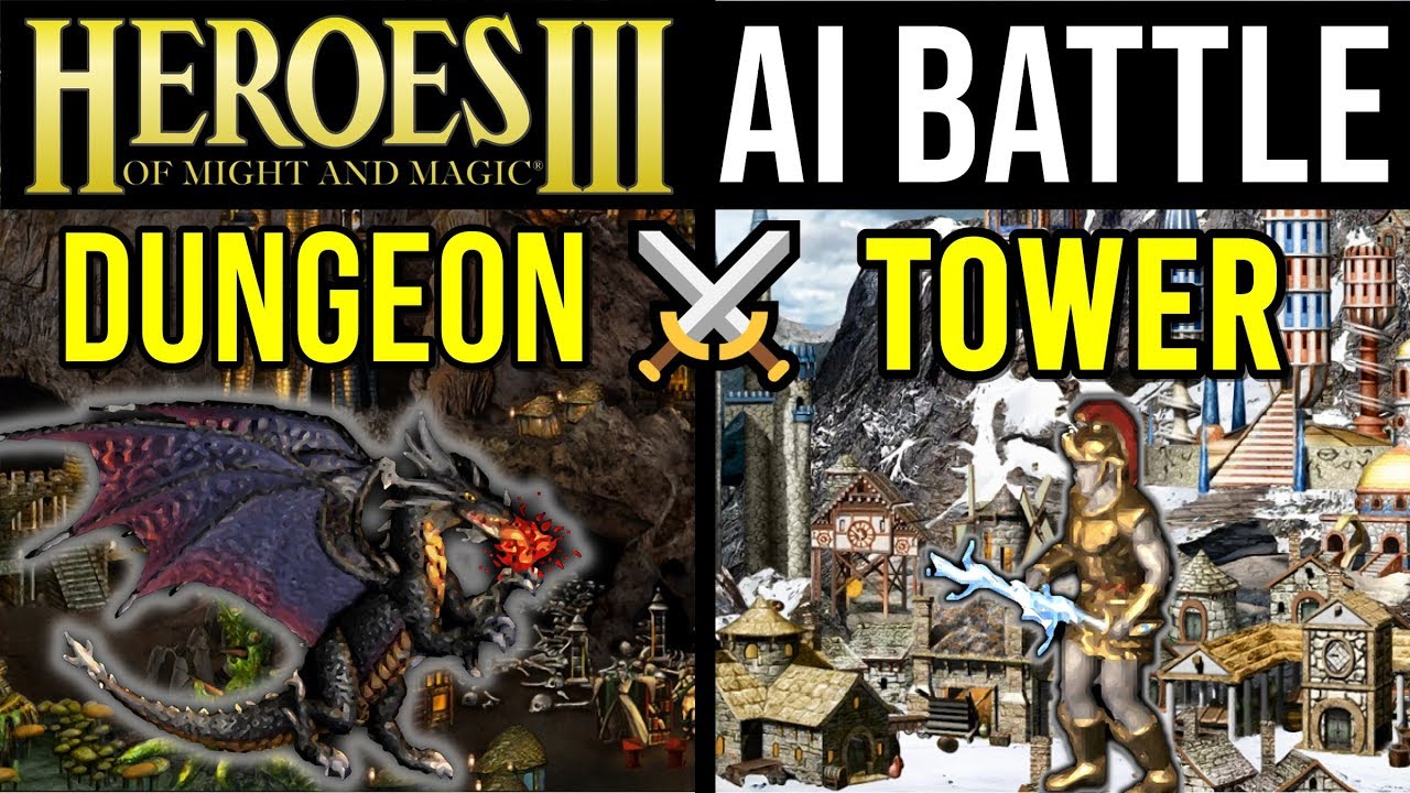 Heroes 3 AI Battle Dungeon Vs Tower YouTube