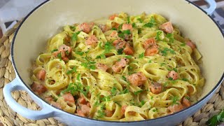 Pasta con salmón ahumado sin lactosa | Tagliatelle