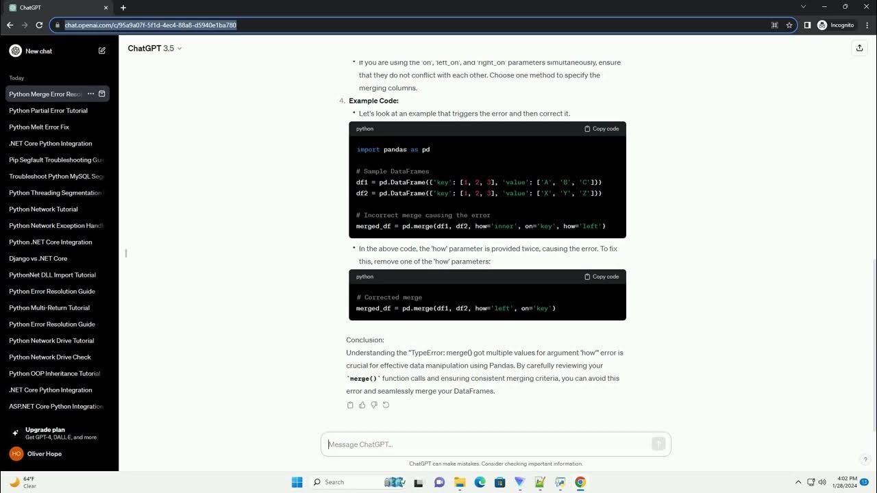 python merge got multiple values for argument how - YouTube