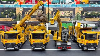 Diecast Truck Unboxing & Review: Crane, Cement Mixer, Excavator & Dump Truck | Working Features