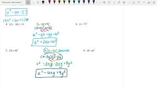 Multiplying Binomials - Day 2 video notes
