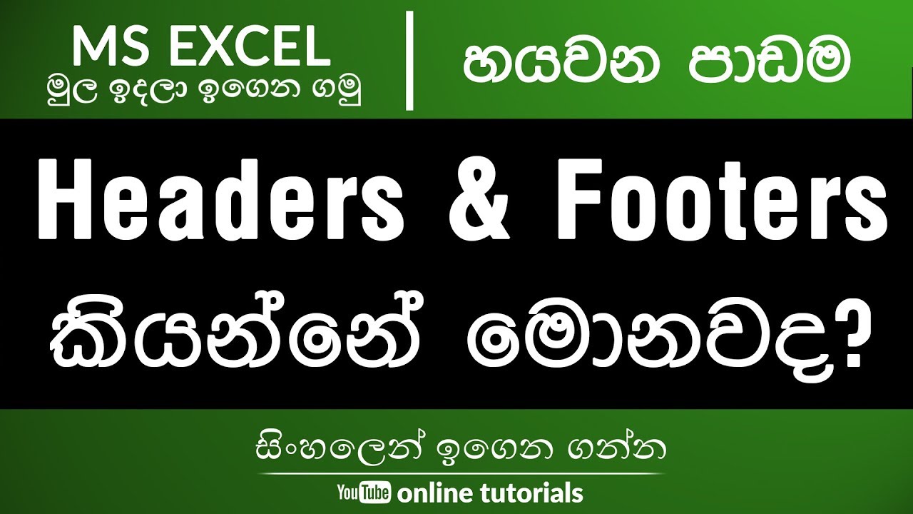 Microsoft Excel Beginner Course (Sinhala) Part 06 - What are Header and Footer?