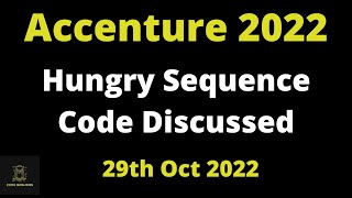Accenture Coding Questions Asked Today | Hungry Sequence , Days Bw two dates | 29th oct 2022