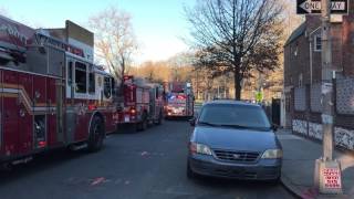 MULTIPLE FDNY UNITS TAKING UP AFTER SMALL ROOF FIRE ON CROWN STREET IN CROWN HEIGHTS, BROOKLYN, NYC.