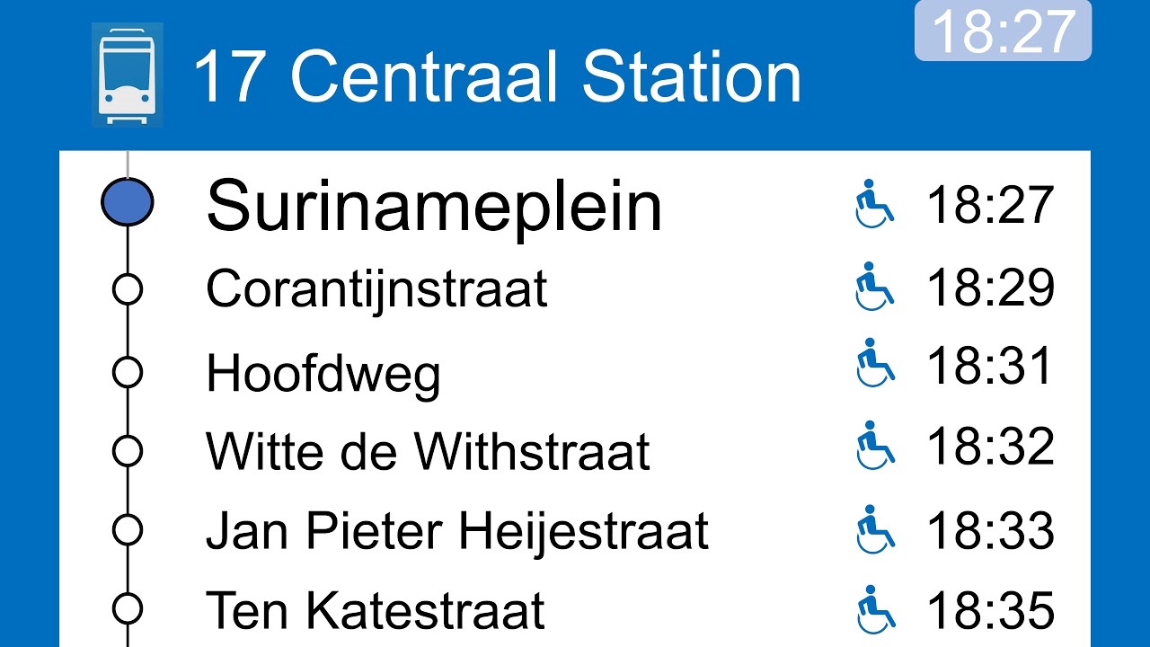 Omroepen Tram 17 Osdorp Dijkgraafplein - Centraal Station