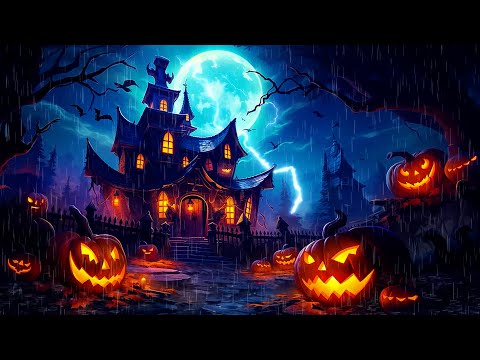 House Of Jack O' Lanterns 🎃 Halloween Lofi Vibes 🎃 Rain Lofi With Thunder Sound For Halloween Night