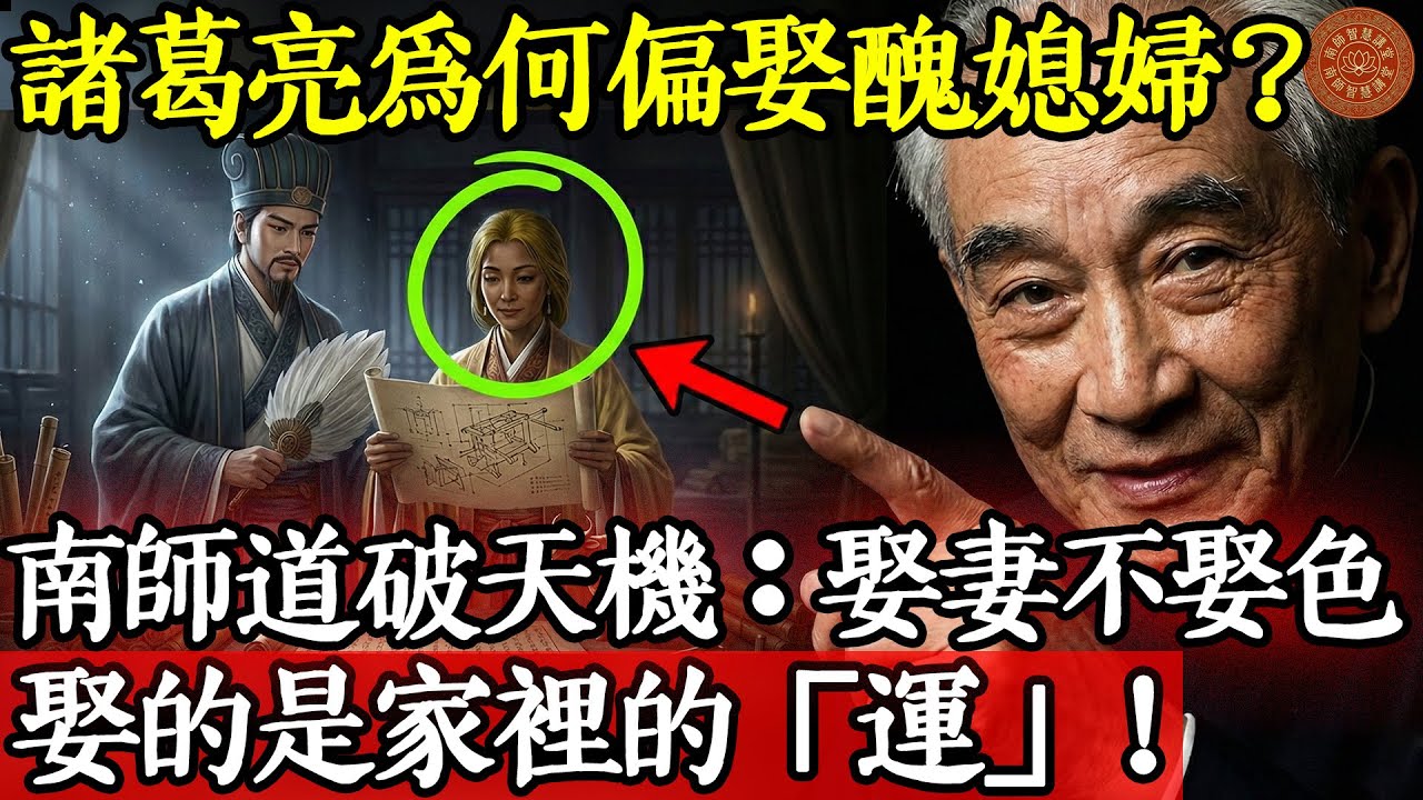 諸葛亮為何偏娶醜媳婦？南懷瑾一語道破天機：娶妻不娶色，娶的是家裡的「運」！#南懷瑾 #南師 #南師智慧講堂 #諸葛亮 #黃月英 #婚姻 #擇偶 #風水 #旺夫 #易經 #陰陽