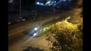 Sofia Trams & Buses At Night Seen From Above Ovcha Kupel Blvrd