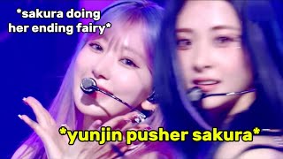 YUNJIN doing her comeback mission of stealing her LE SSERAFIM members ending fairy