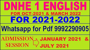 DNHE 1 Solved Assignment 2021-22 in English. ,  Whatsapp For  Pdf  9992290905.