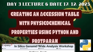 Lecture 6: Creating an Accession Table with Physicochemical Properties Using Python and ProtParam