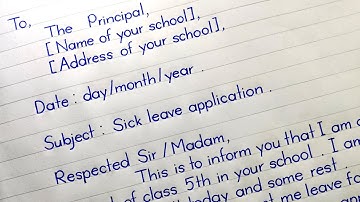 Sick Leave Application For Class 5 | Application For 5th Grade Student | inote