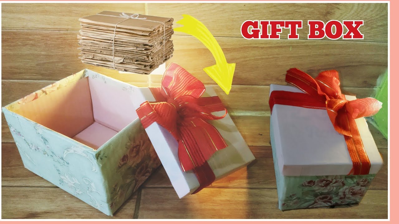 how to make a gift box using cardboard - YouTube