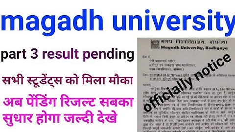 Magadh university part 3 result pending ,mu bodhgaya part 3 result pending 2020