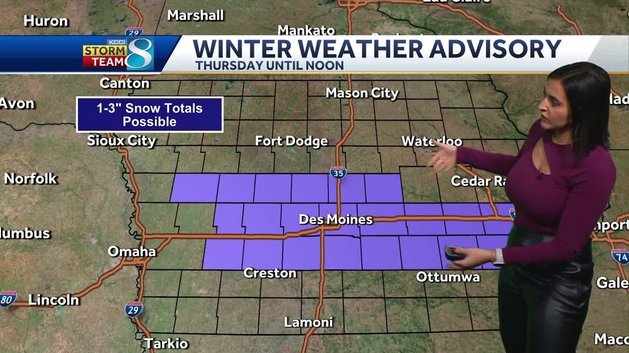 Iowa weather: Central, western Iowa counties under winter weather advisory Thursday
