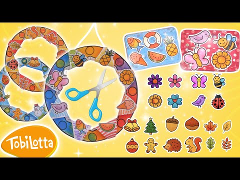 Seasons Sticker Template PDF Printable Coloring Wreath Craft Children's Spring Winter Summer