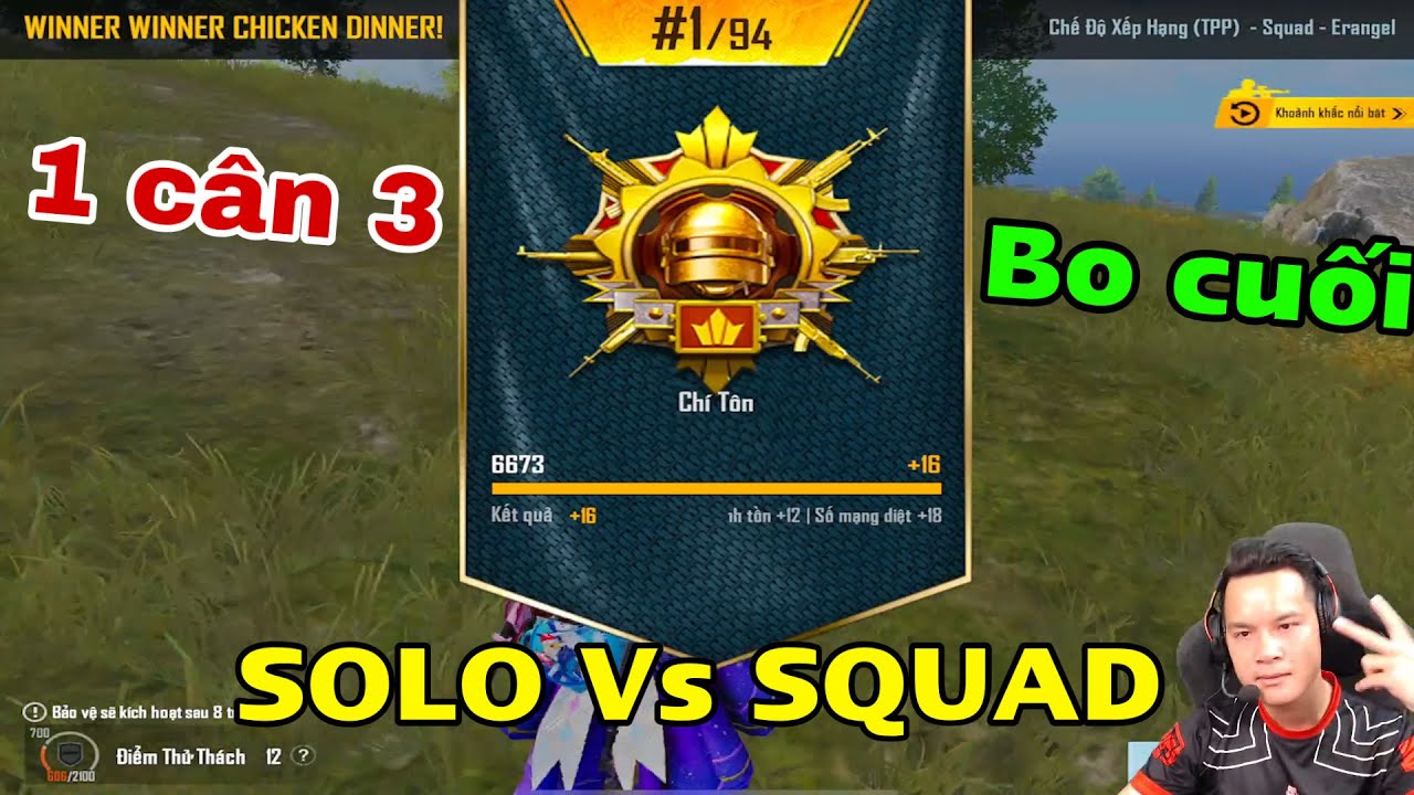 PUBG Mobile – Chơi Lớn Solo Squad Rank Chí Tôn Top Sever Trên Live Và Cái Kết Trừ Hẳn 50 Chục Điểm