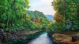 Cara melukis sungai ditengah hutan