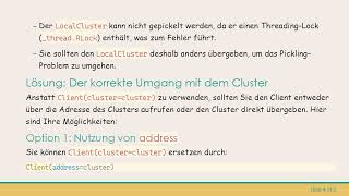 Lösung des Fehlers TypeError: cannot pickle '_thread.RLock' object bei der Initialisierung des Dask