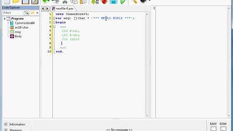 Hello World Assembler in P65Pas for CPU 6502