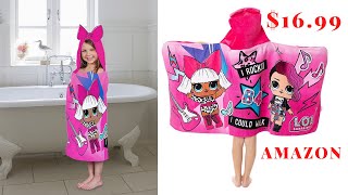 Amazon com  L O L  Surprise! Soft Cotton Hooded Bath Towel Wrap 24” x 50” Pink screenshot 1