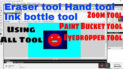 Using Eraser, Hand tool  Ink bottle tool Zoom tool  Paint Bucket tool  Eyedropper tool  in flash 8