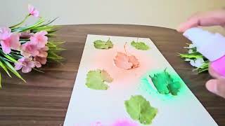 Easy leaf spray painting #art #beginnerarttips #acrylicpainting #artideas #Nice #asmrsounds#simple 