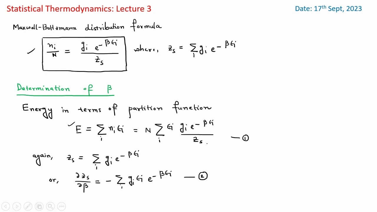 Stiatistical Thermodynamics: Lecture 3