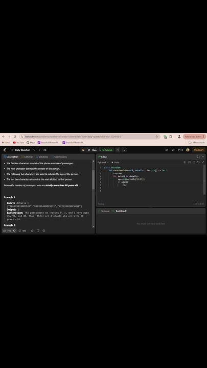 Leet code problem. No of senior citizen #leetcode #python # ...