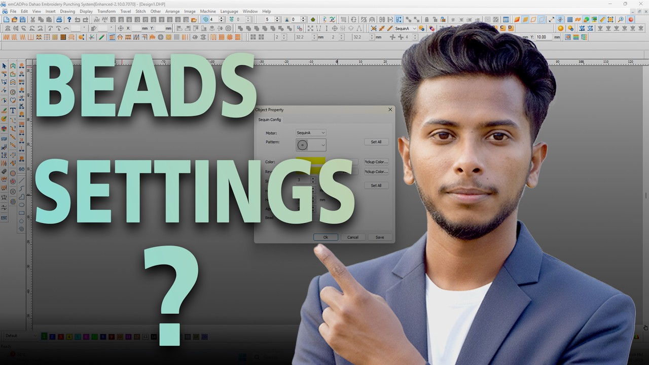 Tutorial on Setting Beads and Sequins in EMCAD Software | In Full Detail @Ashiful_EMB_Designer