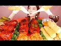 [Mukbang ASMR] 매콤 오징어 🦑 팽이버섯 & 불닭치킨 🔥 Squid + Enoki Mushroom + Cheese Stick + SPICY Chicken Ssoyoung