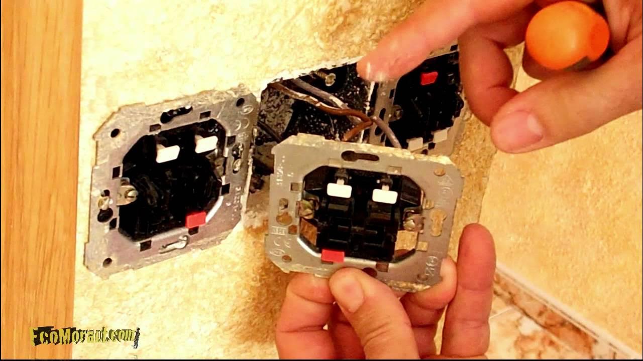 Двухклавишный выключатель эра 12 схема подключения Cambiar doble interruptor alumbrado. - YouTube