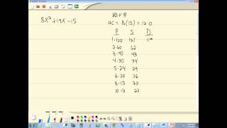 Basic Algebra Skills Review - Factoring - Trinomials - Key Number - Practice Sheet 1 - Problem 3