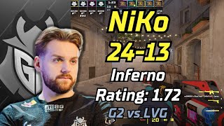 CS2 POV | G2 NiKo (24-13) vs LVG (Inferno) | IEM Chengdu 2024 | Apr 9, 2024 #cs2 #demo #g2 #pov