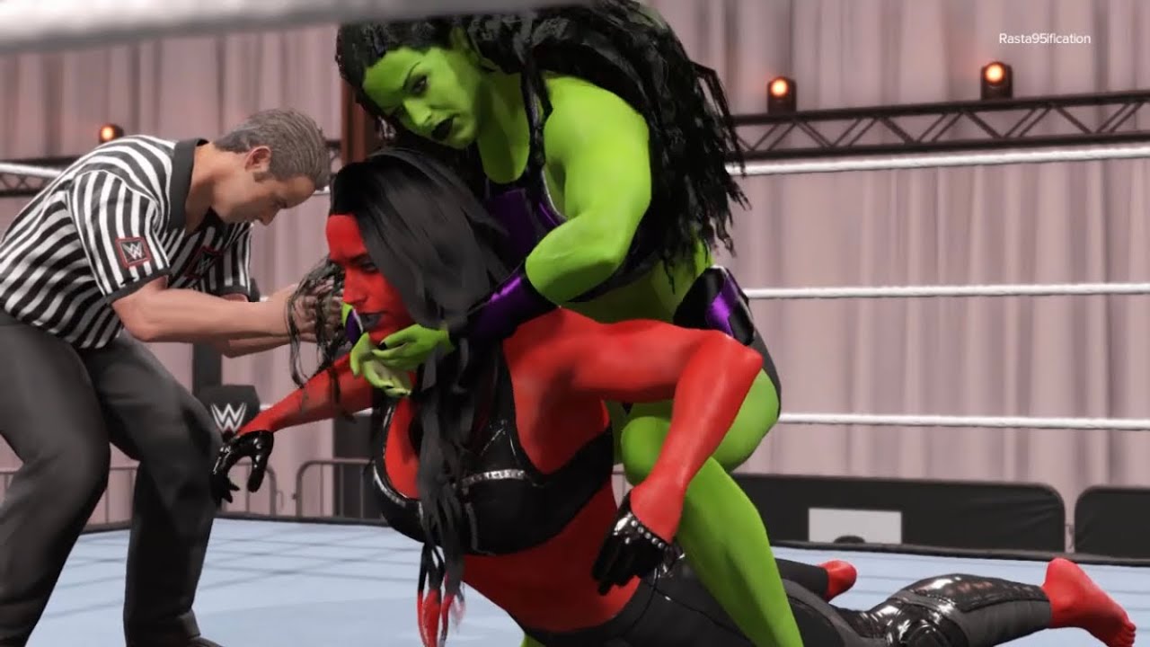 She Hulk VS Red She Hulk Amazon battle Camel Clutch
