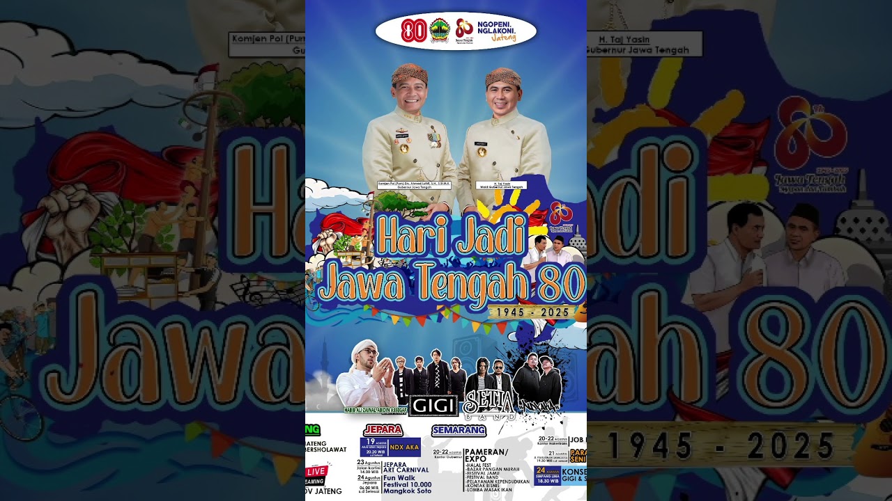 Meriah! Rangkaian Hari Jadi ke-80 Jawa Tengah Hadir di 3 Kota, Tampilkan Artis Nasional & Rekor MURI