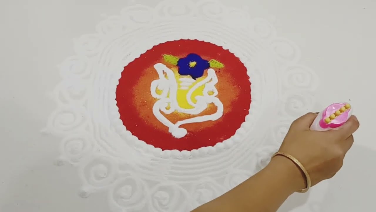 २०२६ ची लेटेस्ट गणपती रांगोळी डिझाइन| Ganpati Rangoli| गणपती रांगोळी| Daily Rangoli|