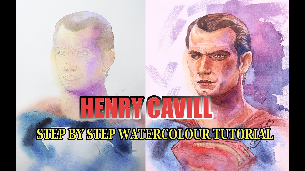 SUPERMAN WATERCOLOR PAINTING HENRY CAVILL,MAN OF STEEL