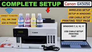 Canon Maxify GX5050 Setup, Fill Ink Tanks, WiFi Setup, Add In iPhone & USB Cable Setup Windows.