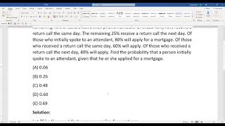 Actuarial SOA Exam P Sample Question 198 (once 260) Solution