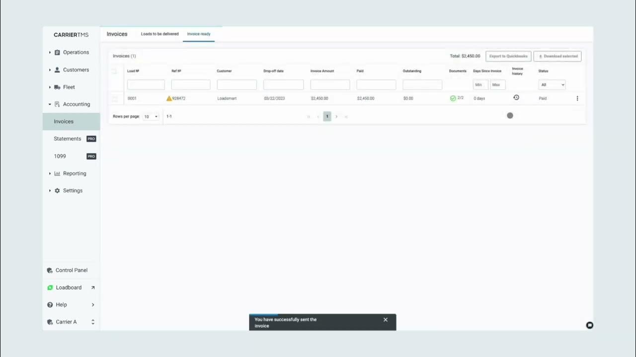 CarrierTMS Feature Demo: How to Manage Invoices