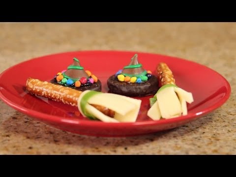 How To Make CHOCOLATE WITCH HATS and BROOM SNACKS - Quake N Bake