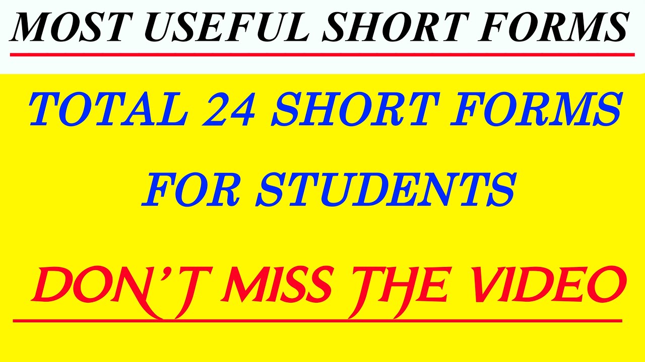 Most Important GK Full Forms | Full form General Knowledge |  Full Form GK For Students#Fullforms