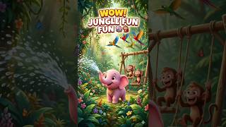 Cute Elephant &amp; Monkey Jungle Fun 🐘🐒 | Kids Cartoon Video | 3D Animation Playground Fun 🎉