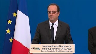 Hollande à Dammartin: "Ici nous sommes sûrs que l'emploi ne sera pas délocalisé"