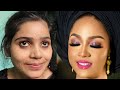 NIGERIAN BRIDAL MAKEUP AND GELE ON INDIAN GIRL 😱 MAKEUP TRANSFORMATION TUTORIAL