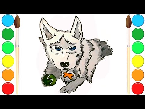 Как нарисовать ХАСКИ / Как нарисовать СОБАКУ / Рисуем щенка / How to draw a husky dog